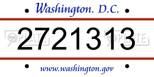 2721313 District Of Columbia License Plate