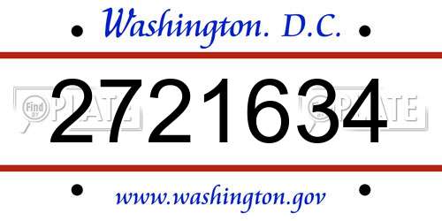 2721634 District Of Columbia License Plate
