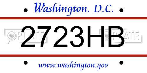 2723HB District Of Columbia License Plate