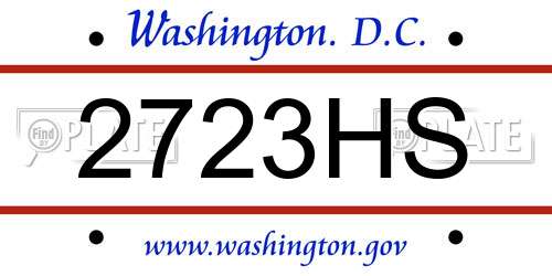 2723HS District Of Columbia License Plate