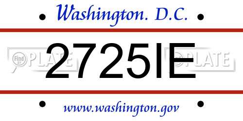 2725IE District Of Columbia License Plate