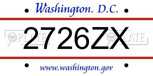 2726ZX District Of Columbia License Plate