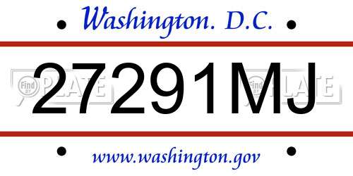 27291MJ District Of Columbia License Plate