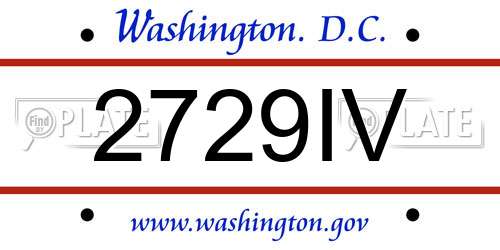 2729IV District Of Columbia License Plate