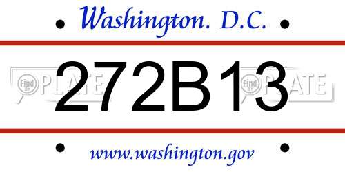272B13 District Of Columbia License Plate
