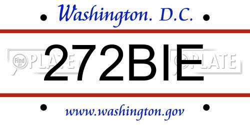 272BIE District Of Columbia License Plate