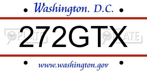 272GTX District Of Columbia License Plate