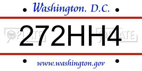 272HH4 District Of Columbia License Plate
