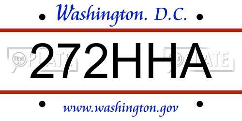 272HHA District Of Columbia License Plate