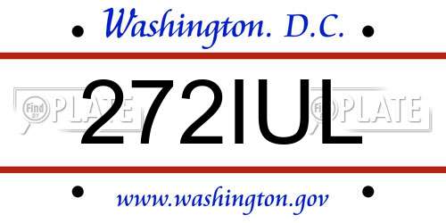 272IUL District Of Columbia License Plate