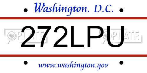 272LPU District Of Columbia License Plate