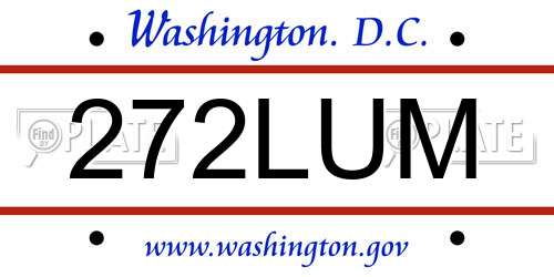 272LUM District Of Columbia License Plate