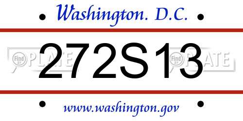 272S13 District Of Columbia License Plate