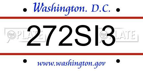 272SI3 District Of Columbia License Plate