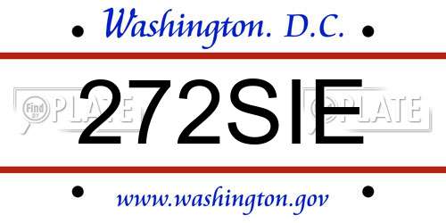 272SIE District Of Columbia License Plate