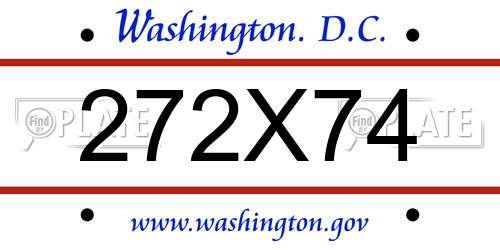 272X74 District Of Columbia License Plate