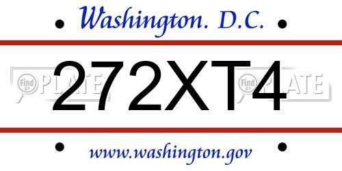 272XT4 District Of Columbia License Plate