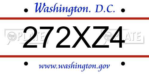 272XZ4 District Of Columbia License Plate