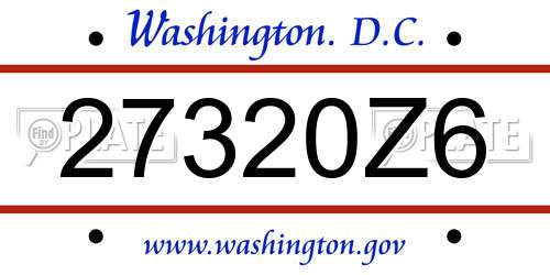 27320Z6 District Of Columbia License Plate