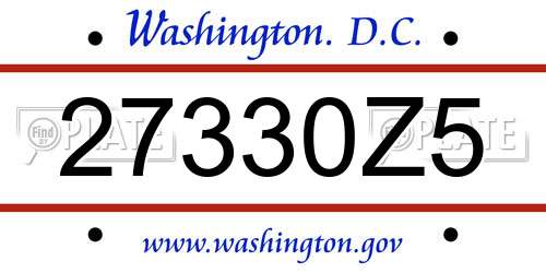 27330Z5 District Of Columbia License Plate
