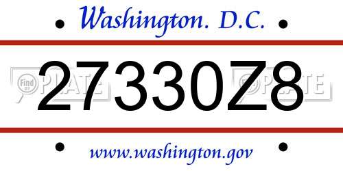 27330Z8 District Of Columbia License Plate