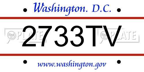 2733TV District Of Columbia License Plate