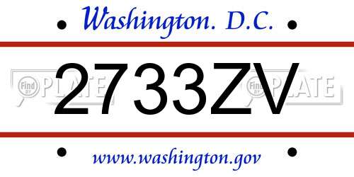2733ZV District Of Columbia License Plate