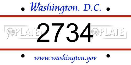 2734 District Of Columbia License Plate