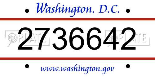 2736642 District Of Columbia License Plate