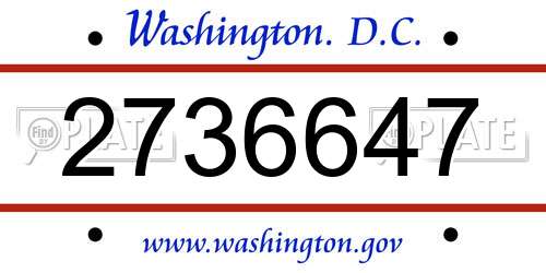 2736647 District Of Columbia License Plate