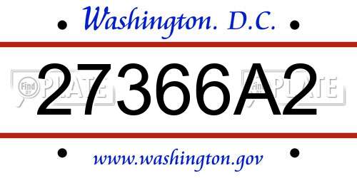 27366A2 District Of Columbia License Plate