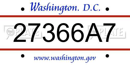 27366A7 District Of Columbia License Plate