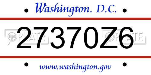 27370Z6 District Of Columbia License Plate