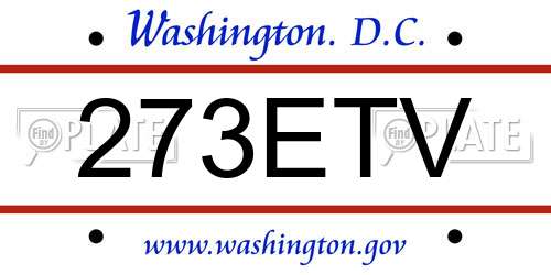 273ETV District Of Columbia License Plate