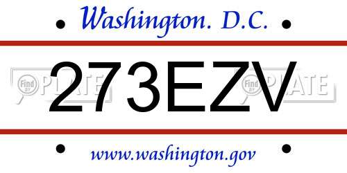 273EZV District Of Columbia License Plate