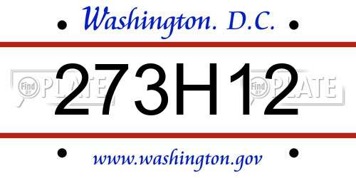 273H12 District Of Columbia License Plate