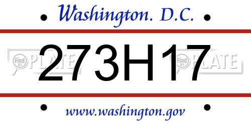 273H17 District Of Columbia License Plate