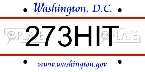 273HIT District Of Columbia License Plate