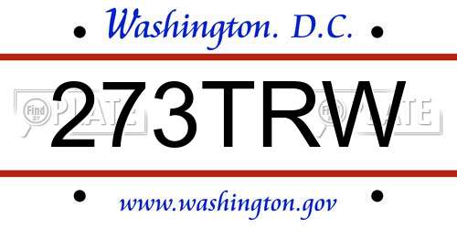 273TRW District Of Columbia License Plate
