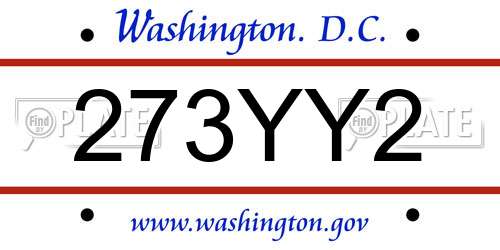 273YY2 District Of Columbia License Plate