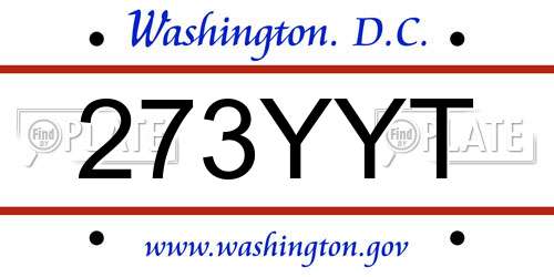 273YYT District Of Columbia License Plate