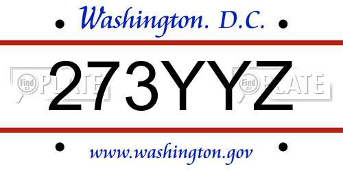 273YYZ District Of Columbia License Plate
