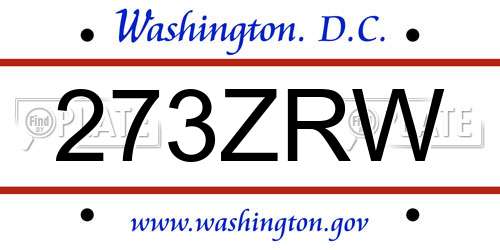 273ZRW District Of Columbia License Plate
