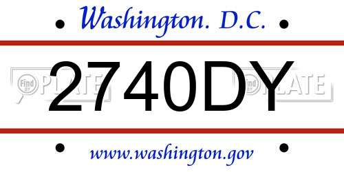 2740DY District Of Columbia License Plate