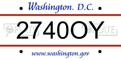 2740OY District Of Columbia License Plate