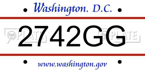 2742GG District Of Columbia License Plate