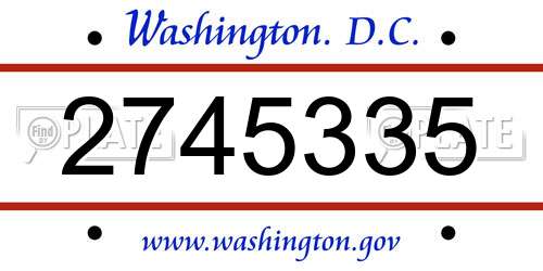 2745335 District Of Columbia License Plate