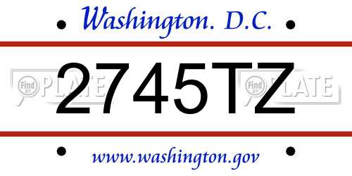 2745TZ District Of Columbia License Plate