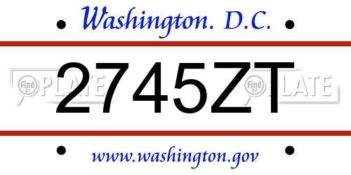 2745ZT District Of Columbia License Plate