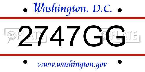 2747GG District Of Columbia License Plate
